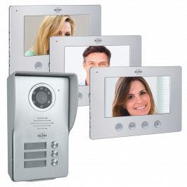 Communicatie netwerk Spoedig Winkelier Video Deur Intercom - 3 Appartementen - Met 3 x 7 inch kleurenscherm  (DV477W3) ELRO