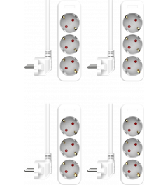 3-fach-Steckdosenleiste mit 1,5 m Kabel – Kindersicherung – Schukostecker – max. 3680 W – TÜV-geprüft | 4-Pack (ES103)