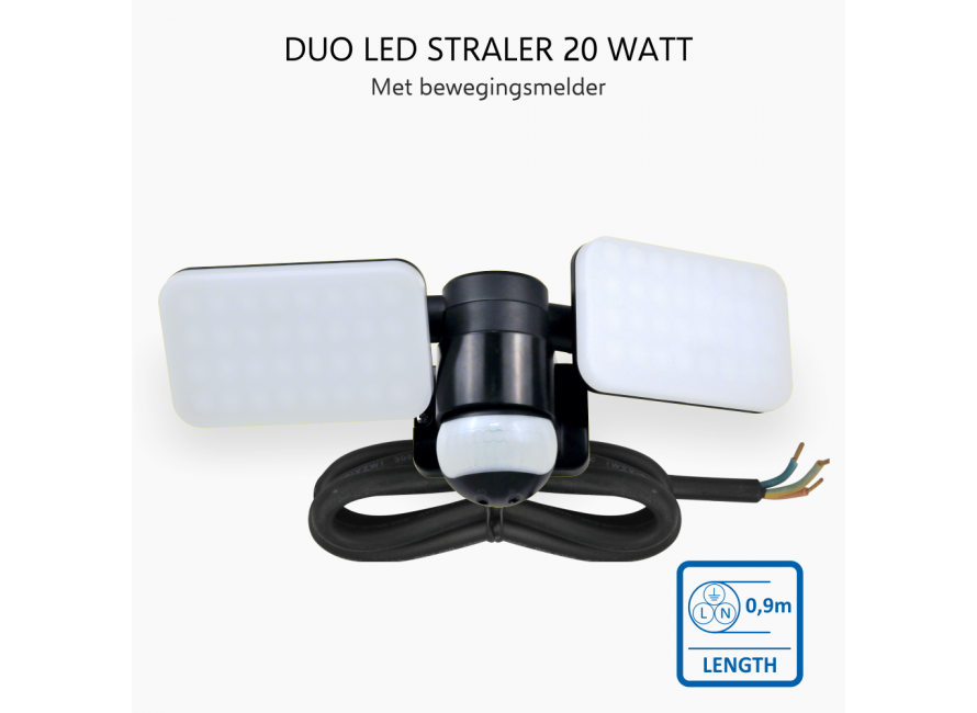 Duo LED met Bewegingssensor – 2x 10W – 1200LM – IP54 Waterdicht - (LF70-20-P) ELRO